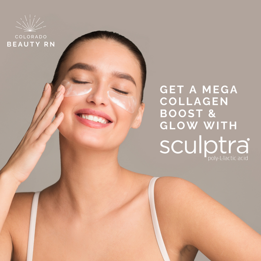 A woman getting a mega boost and glow with Sculptra