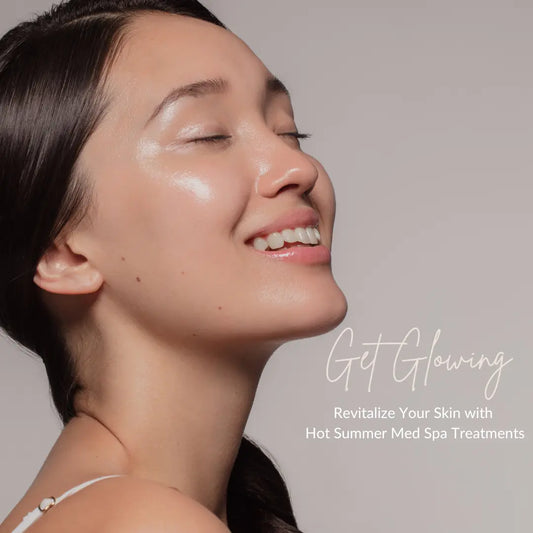 Smiling woman, indulging in Hot Summer Med Spa Treatments. 2